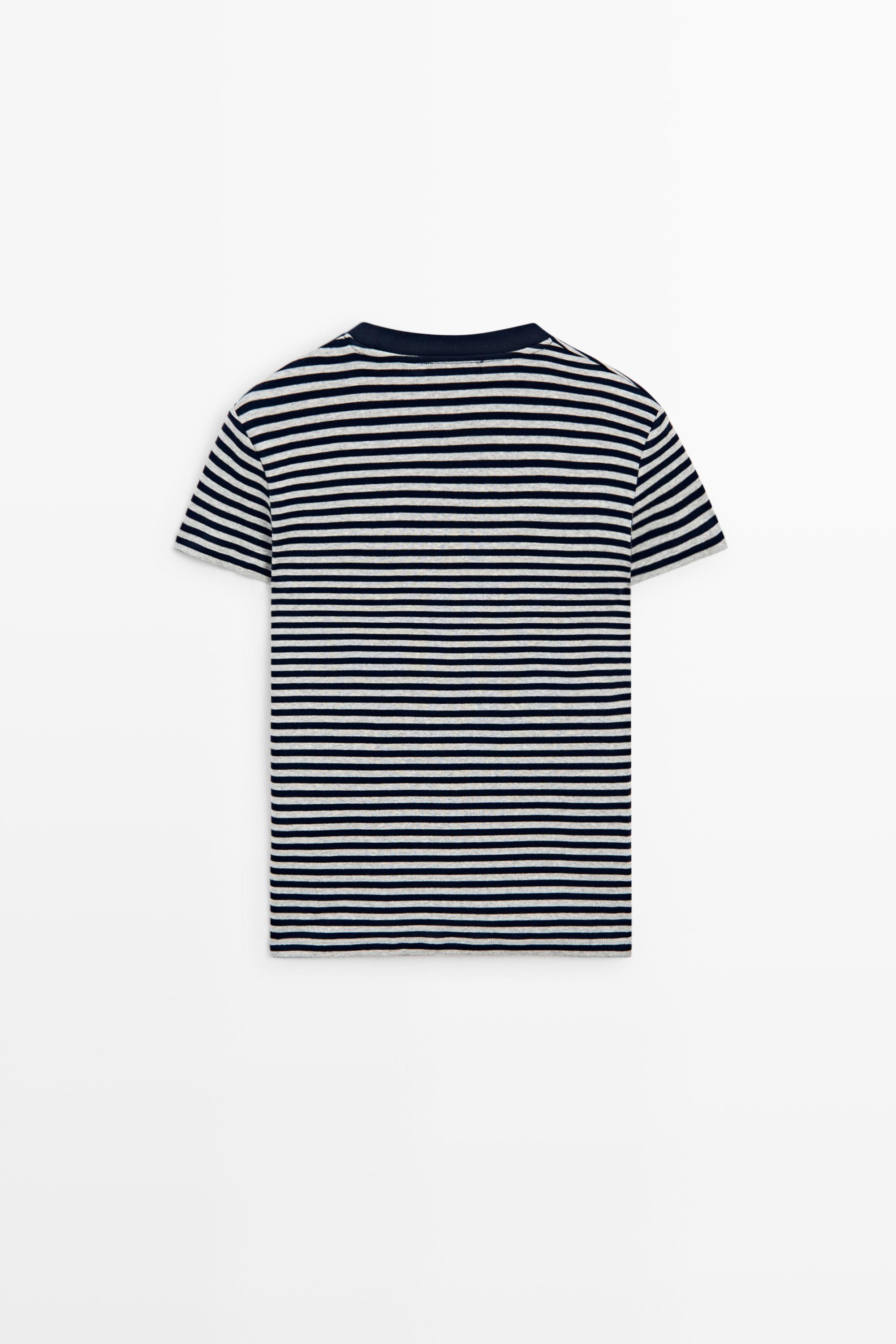Ribbed striped short sleeve T-shirt